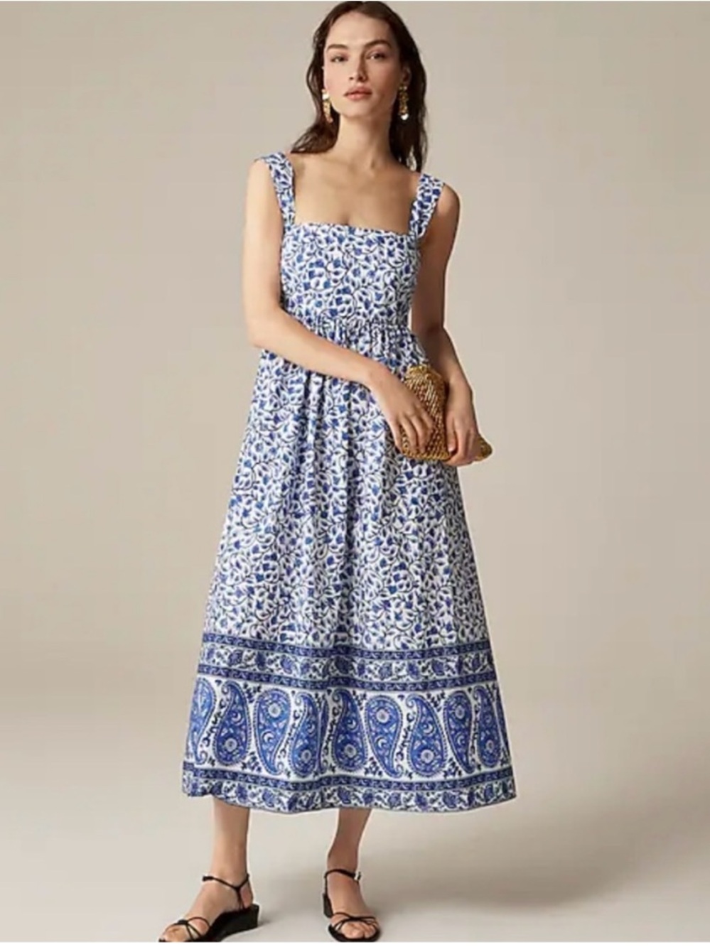 J. Crew Blue Floral Midi Sundress
